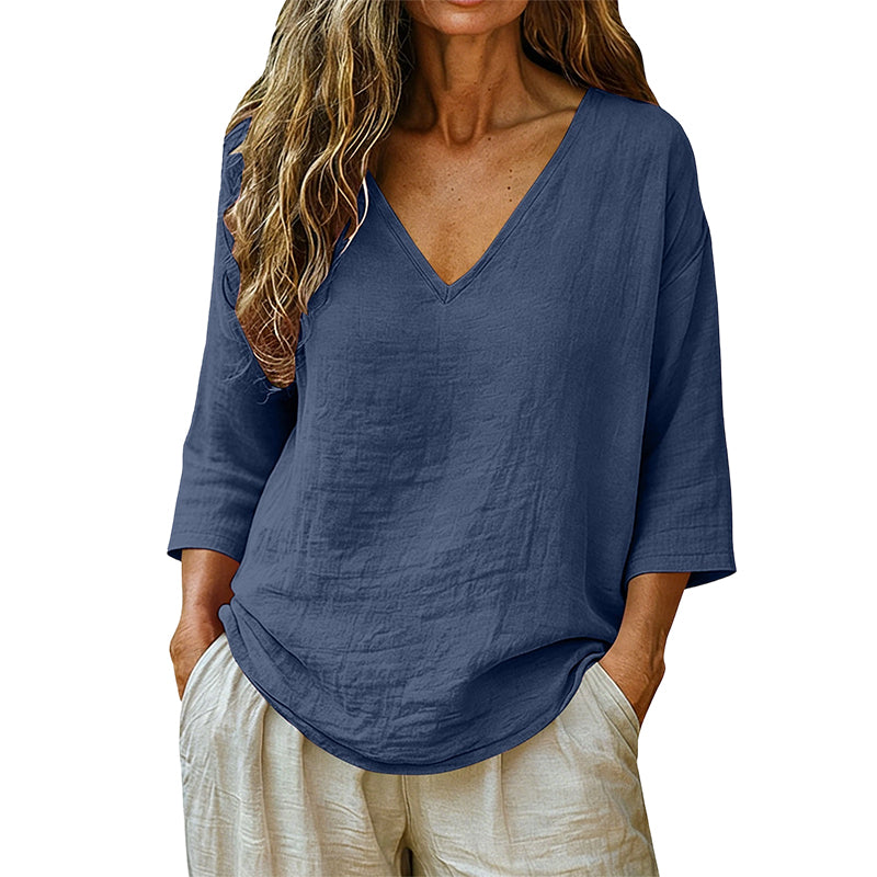 🔥Limited-time offer-Women's Casual V-Neck Three Quarter Sleeve Blouse