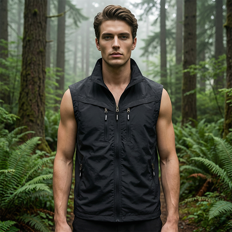 🧥 50% OFF NOW! 🎒 Men's Outdoor Multi-Pocket Utility Vest – Durable Polyester, Sleeveless Design & Stand-Up Collar 🌲