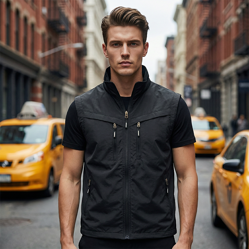🧥 50% OFF NOW! 🎒 Men's Outdoor Multi-Pocket Utility Vest – Durable Polyester, Sleeveless Design & Stand-Up Collar 🌲