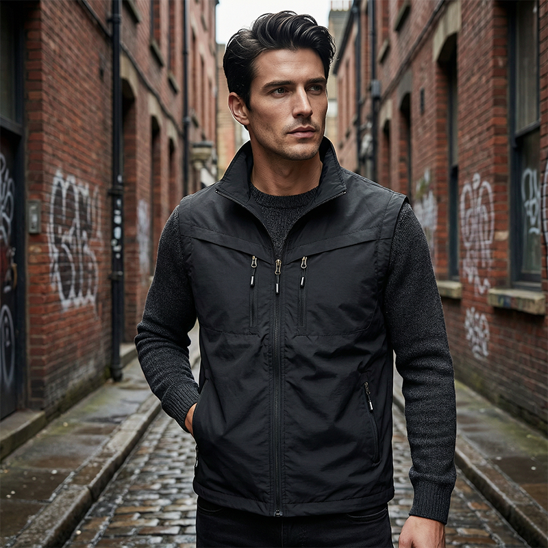 🧥 50% OFF NOW! 🎒 Men's Outdoor Multi-Pocket Utility Vest – Durable Polyester, Sleeveless Design & Stand-Up Collar 🌲