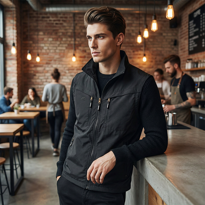 🧥 50% OFF NOW! 🎒 Men's Outdoor Multi-Pocket Utility Vest – Durable Polyester, Sleeveless Design & Stand-Up Collar 🌲