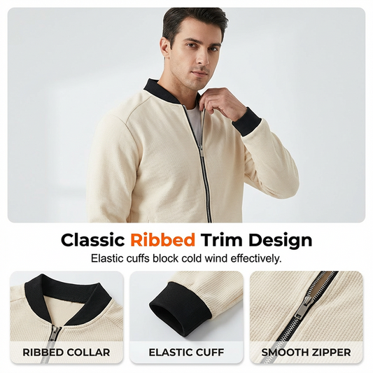 Men's Casual Waffle Knit Thermal Jacket