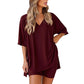 🛋️ LIMITED-TIME 50% OFF! 👕 Women's Lounge V-Neck Top & Shorts Set – Oversized, Drapey, Two-Piece 🍂