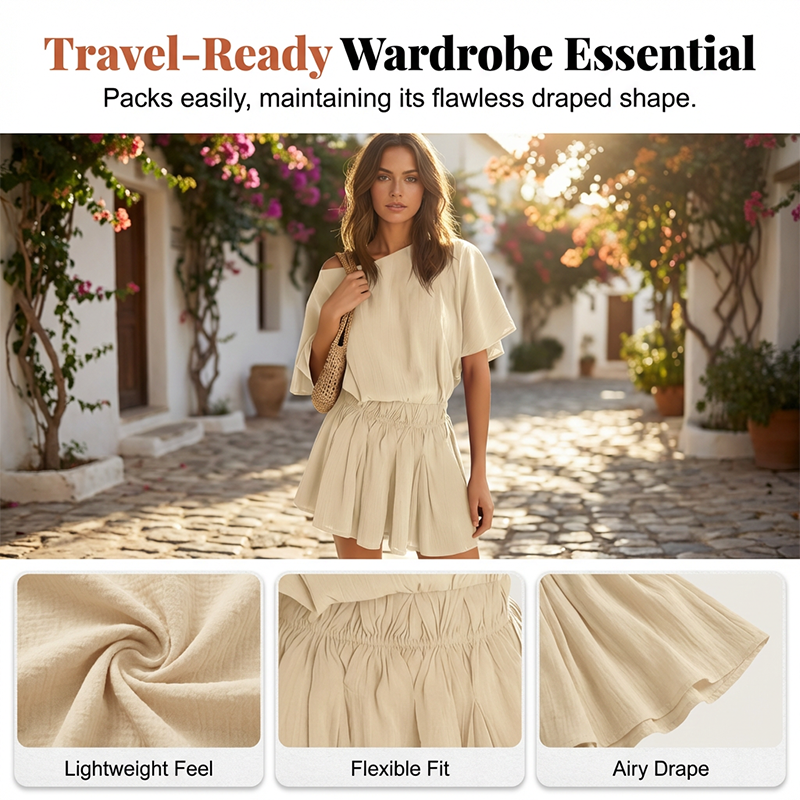 🔥Hot Deals-Women’s Casual Short Sleeve Elastic Waist Loose Flowy Mini Skirt Dress