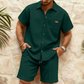 Men's Waffle Knit Short Sleeve Shirt & Shorts Set