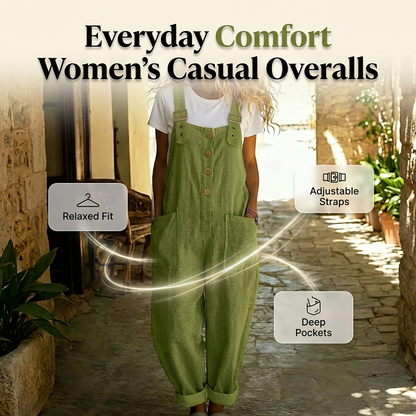 🔥Hot Sale Offers-Women's Casual Loose Fit Button-Front Overalls