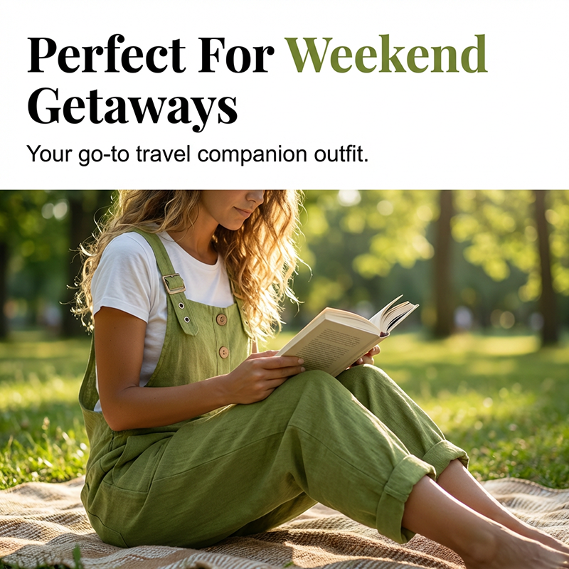 🔥Hot Sale Offers-Women's Casual Loose Fit Button-Front Overalls