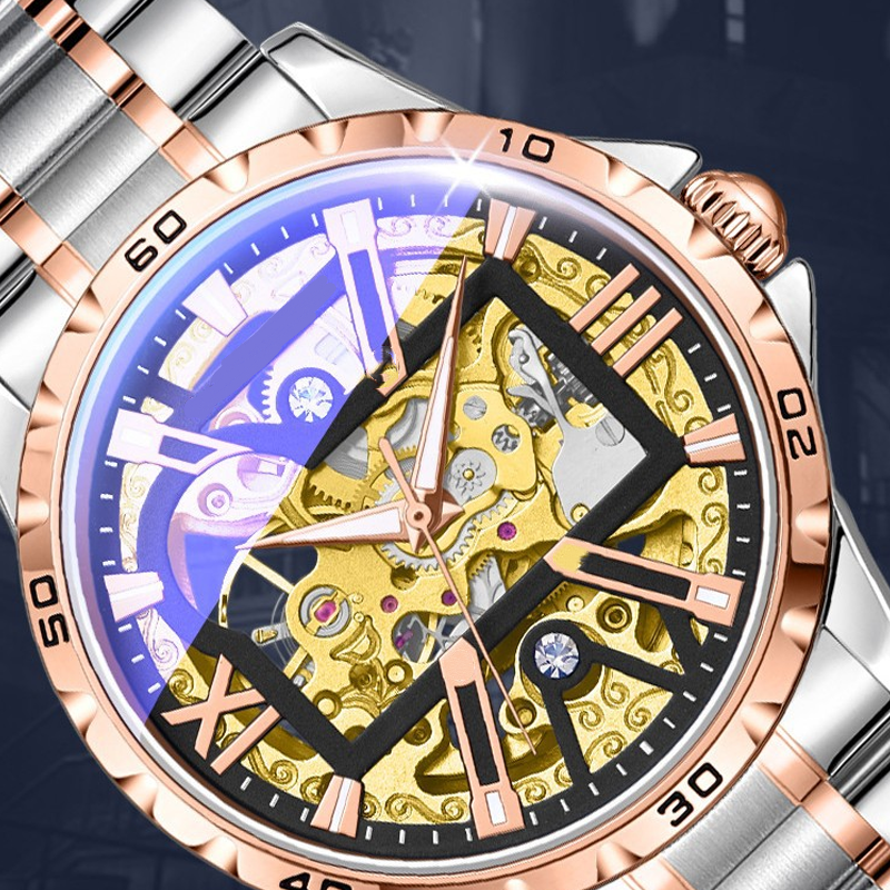 Men's Automatic Skeleton Stainless Steel Watch