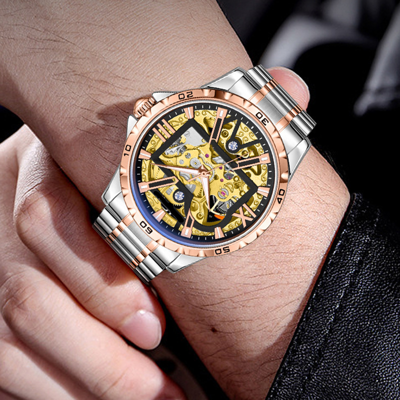 Men's Automatic Skeleton Stainless Steel Watch