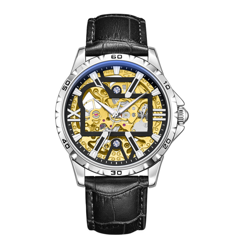 Men's Automatic Skeleton Stainless Steel Watch