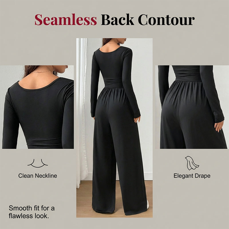 Women's Casual Square Neck Wide-Leg Jumpsuit