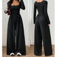 Women's Casual Square Neck Wide-Leg Jumpsuit