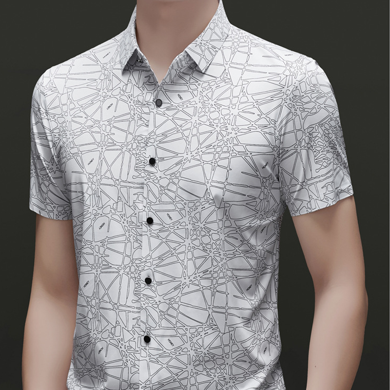⏳Time-Limited Special⏰Chic Abstract Geometric Pattern Short Sleeve Lapel Shirt for Men