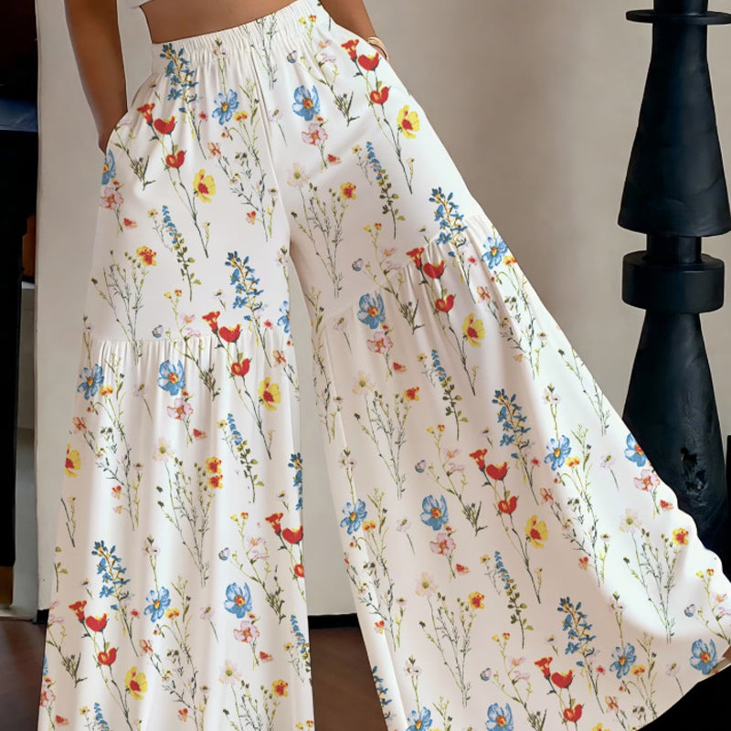 Women's Floral Print Wide-Leg Pants
