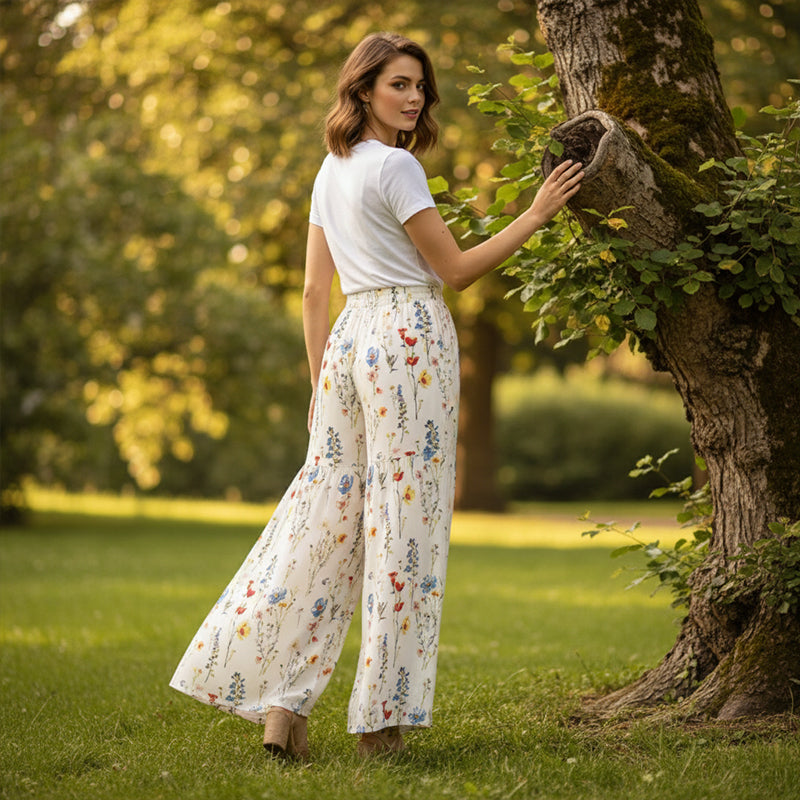 Women's Floral Print Wide-Leg Pants