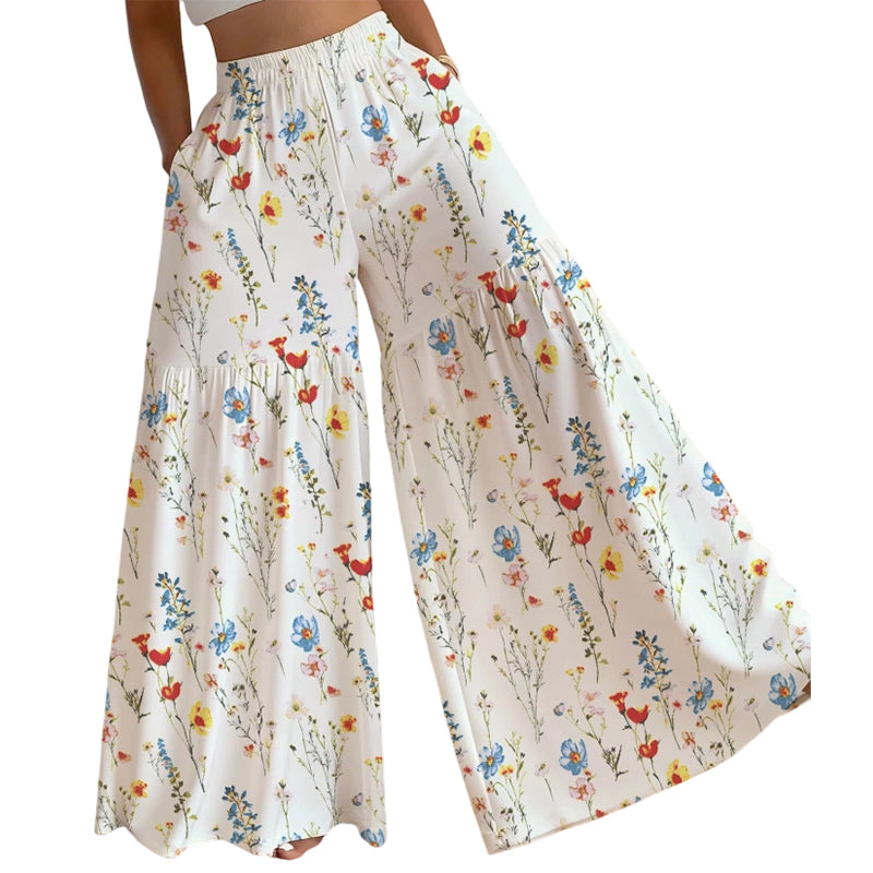Women's Floral Print Wide-Leg Pants