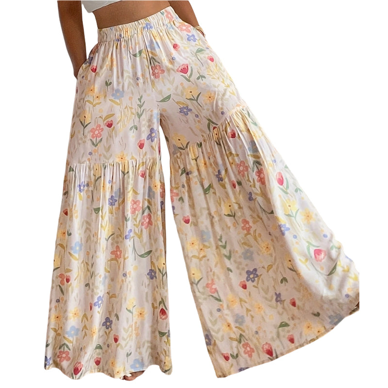 Women's Floral Print Wide-Leg Pants