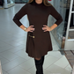 Elegant Long Sleeve Pleated Panel Dress