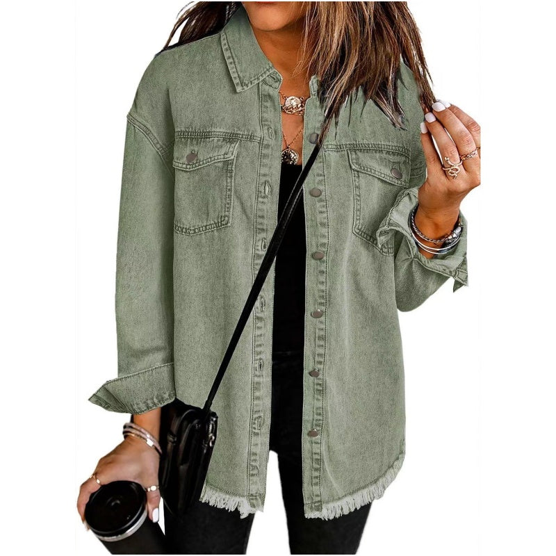 👚 50% OFF NOW! 💙 Women's Raw Edge Ripped Denim Jacket – Street Fashion, Multiple Pockets & Easy to Pair ✨