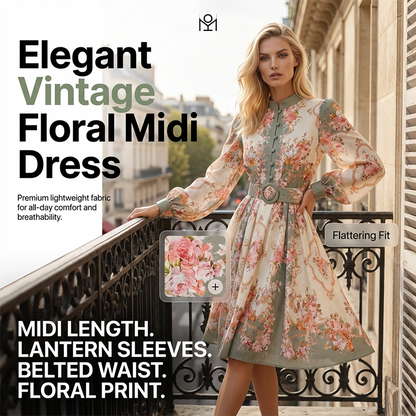 🔥Hot Deals-Romantic Floral Print High Neck Mini Dress