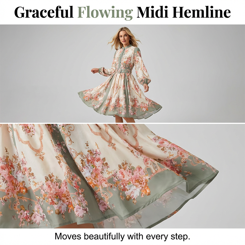🔥Hot Deals-Romantic Floral Print High Neck Mini Dress