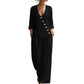 Women's V-Neck Asymmetrical Button Linen Two-Piece Set