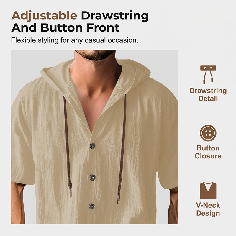 🔥Limited-time offer-Men's Casual Hooded Shirt & Pants Set
