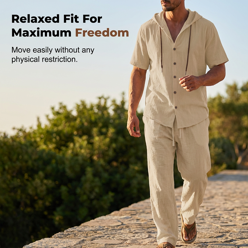 🔥Limited-time offer-Men's Casual Hooded Shirt & Pants Set