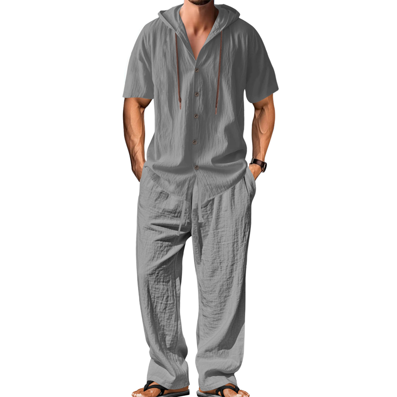 🔥Limited-time offer-Men's Casual Hooded Shirt & Pants Set