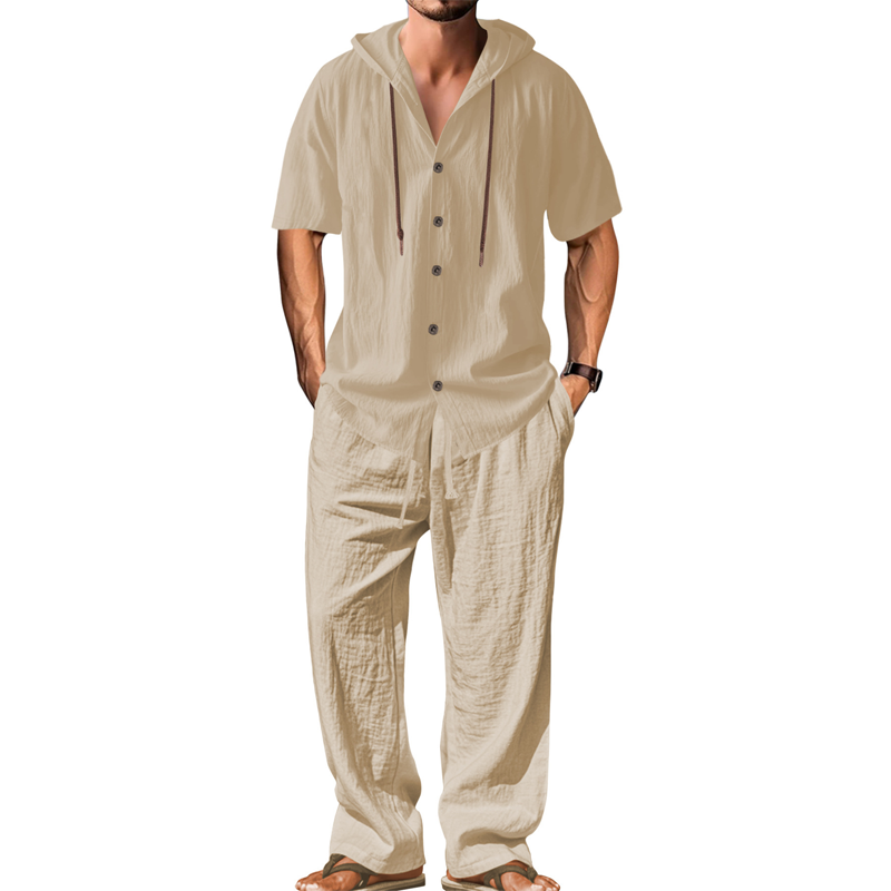 🔥Limited-time offer-Men's Casual Hooded Shirt & Pants Set