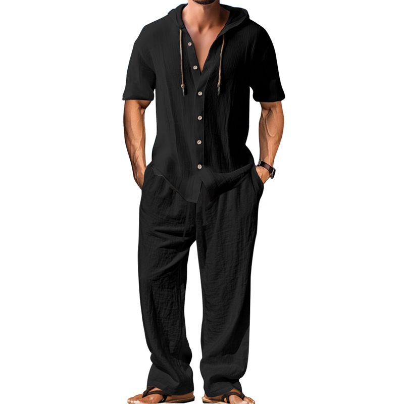 🔥Limited-time offer-Men's Casual Hooded Shirt & Pants Set