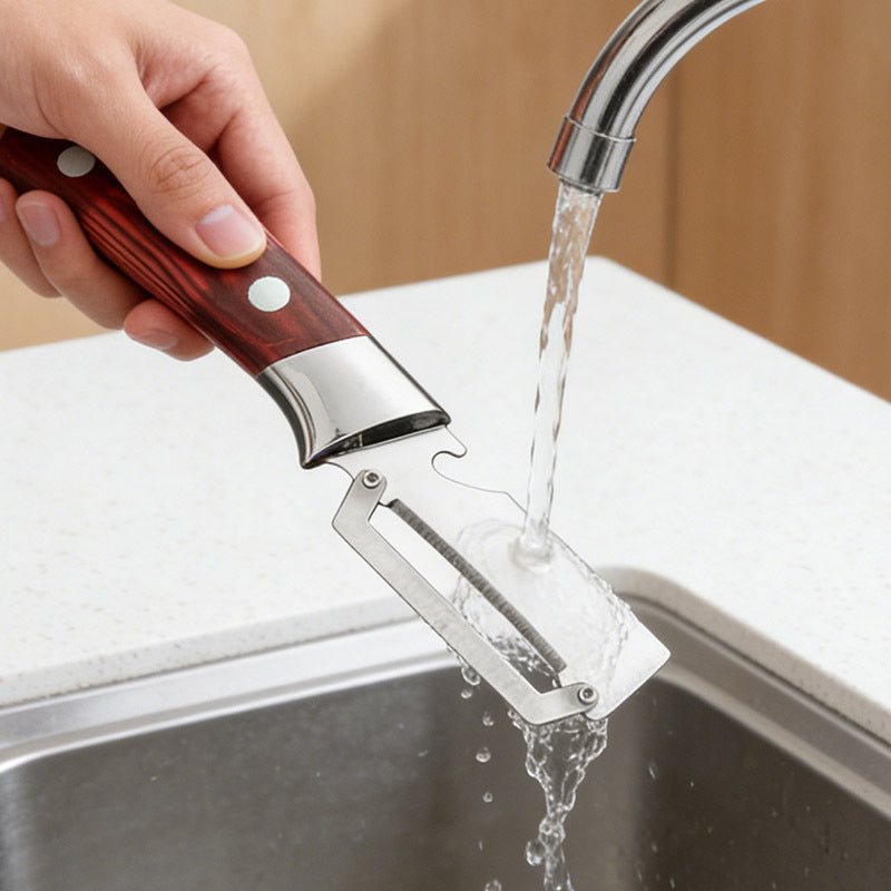 🔪 Tired of dull peelers? Meet our Thickened Stainless Steel Multi-Peeler – razor-sharp, ergonomic, peels & juliennes. Upgrade your kitchen today! 🥒