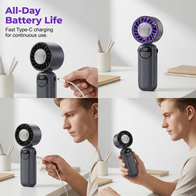 Portable Handheld Cooling Fan with Smart Display
