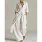 Women's Collared Top and High-Waist Pants Set