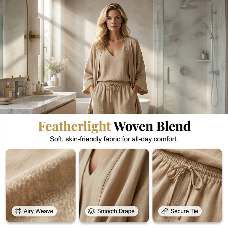 ⏰🔥LIMITED TIME 50% OFF! 🧥 Elegant 3-Piece Set – Wide-Leg Trousers, Inner Top & Cardigan for Effortless Chic 👚👖✨