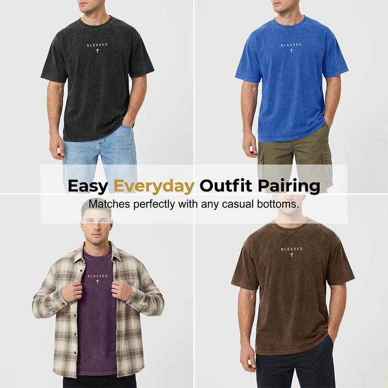 🔥2026 New Arrival ＆ Hot Sale🔥Men's Vintage T-Shirt with Cross & Letter Print – Soft Cotton, Relaxed Fit & Perfect for a Classic Casual Look 🏠