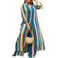 Vertical Stripe Button-Down Shirt & Wide-Leg Pant Set