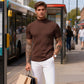 👕 LIMITED-TIME 50% OFF! ✨ Men's Slim Mock Neck T-Shirt – Ribbed, Short Sleeve, 6 Colors 🍁