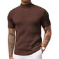 👕 LIMITED-TIME 50% OFF! ✨ Men's Slim Mock Neck T-Shirt – Ribbed, Short Sleeve, 6 Colors 🍁