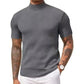 👕 LIMITED-TIME 50% OFF! ✨ Men's Slim Mock Neck T-Shirt – Ribbed, Short Sleeve, 6 Colors 🍁