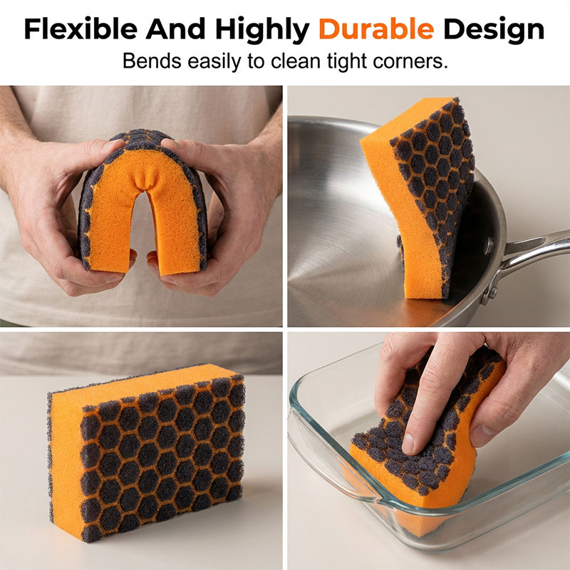Dual-Action Kitchen Sponges for Tough Grime