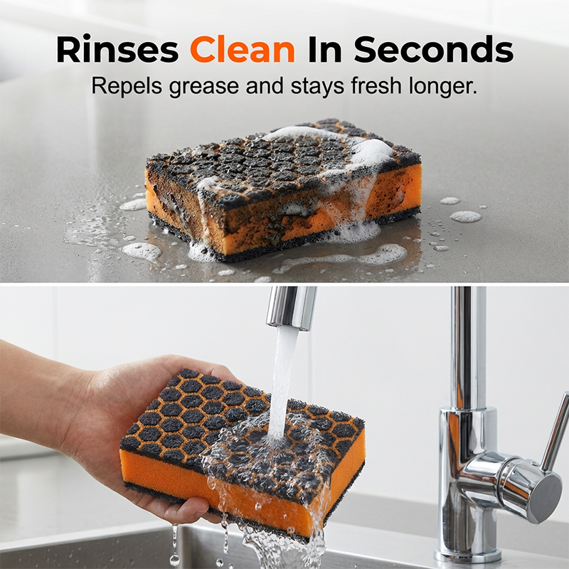 Dual-Action Kitchen Sponges for Tough Grime