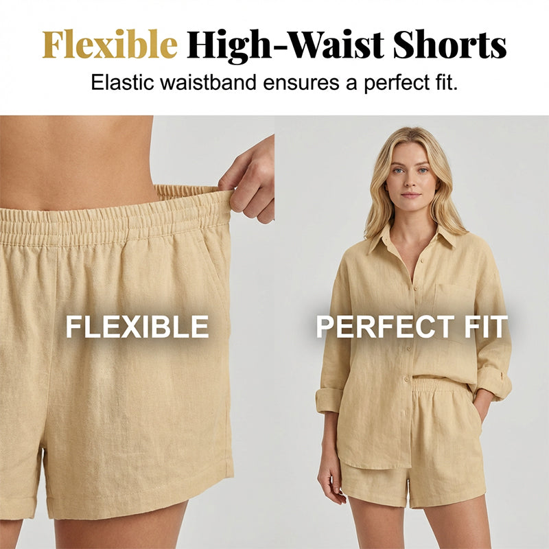 Women's Two-Piece Casual Shirt and Shorts Set