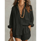 Women's Two-Piece Casual Shirt and Shorts Set