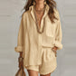 Women's Two-Piece Casual Shirt and Shorts Set