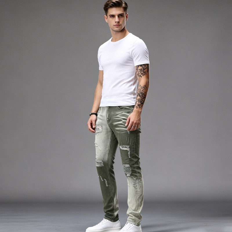 Men's Gradient Ripped Slim-Fit Jeans