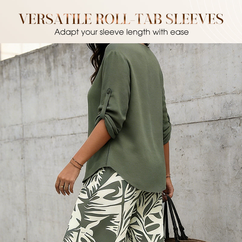 ⏳Time-Limited Special⏰Women's V-Neck Blouse & Printed Wide-Leg Pants Set