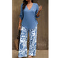 ⏳Time-Limited Special⏰Women's V-Neck Blouse & Printed Wide-Leg Pants Set