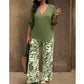 ⏳Time-Limited Special⏰Women's V-Neck Blouse & Printed Wide-Leg Pants Set