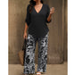 ⏳Time-Limited Special⏰Women's V-Neck Blouse & Printed Wide-Leg Pants Set